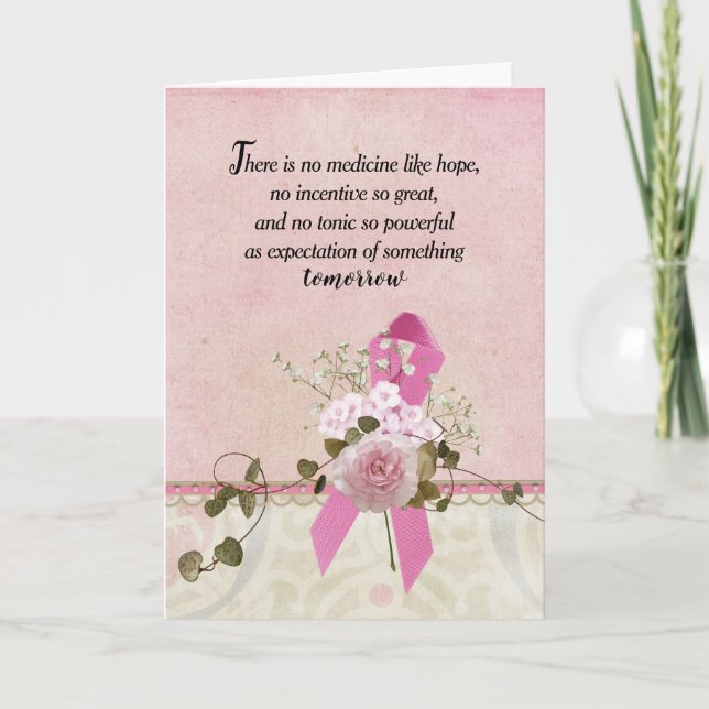 Pink Ribbon for Breast Cancer  Card (Front)