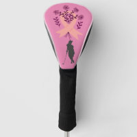 Pink ribbon for Cancer Awareness Lady woman golfer