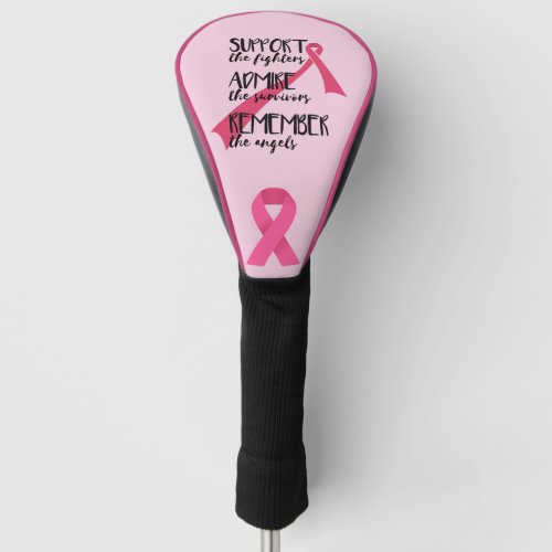 Pink ribbon for Cancer Awareness theme  Golf Head Cover