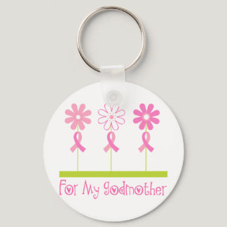 Pink Ribbon For My Godmother Keychain