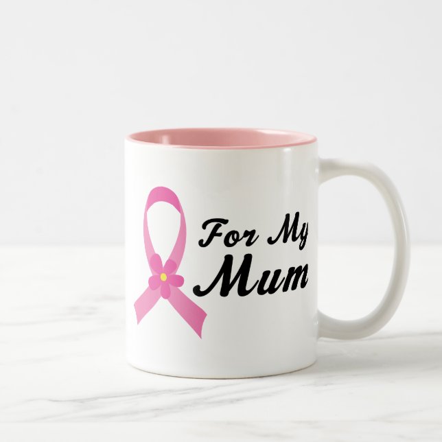 Pink Ribbon For My Mum Two-Tone Coffee Mug (Right)