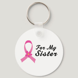 Pink Ribbon For My Sister Keychain