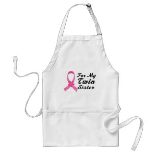 Pink Ribbon For My Twin Sister Adult Apron