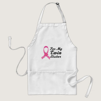 Pink Ribbon For My Twin Sister Adult Apron