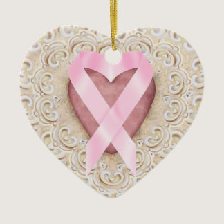 Pink Ribbon From the Heart - SRF Ceramic Ornament