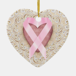 Pink Ribbon From the Heart - SRF Ceramic Ornament