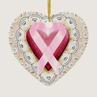 Pink Ribbon From the Heart - SRF Ceramic Ornament