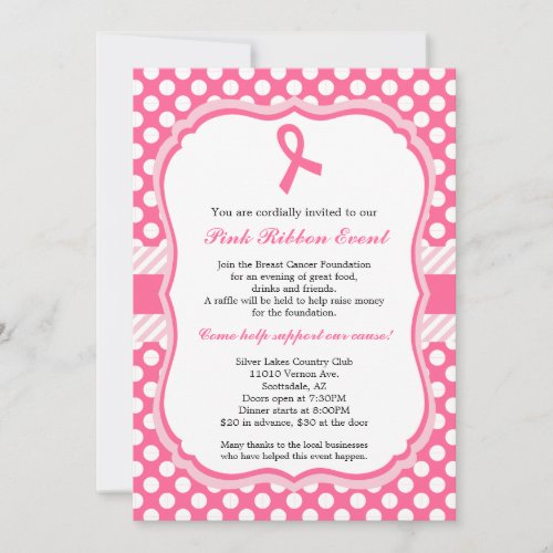 Pink Ribbon Fundraising Event Invitation