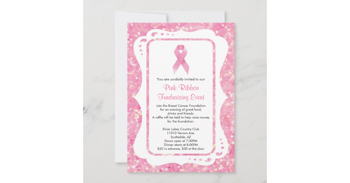 Pink Ribbon Fundraising Event Invitation | Zazzle