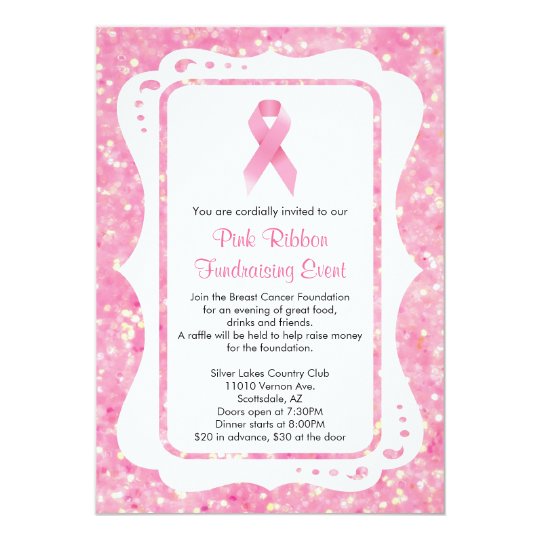 Pink Ribbon Fundraising Event Invitation Zazzle Com