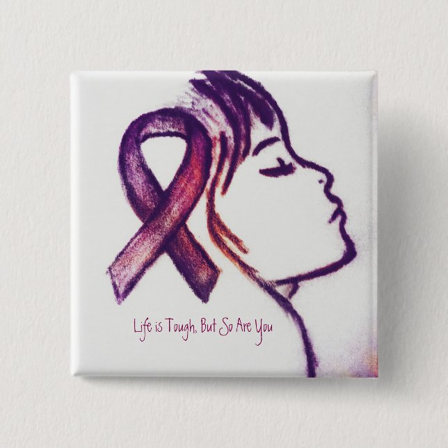 Pink Ribbon Girl Button (Front)