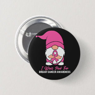 Pink Ribbon Gnome Breast Cancer Awareness Button