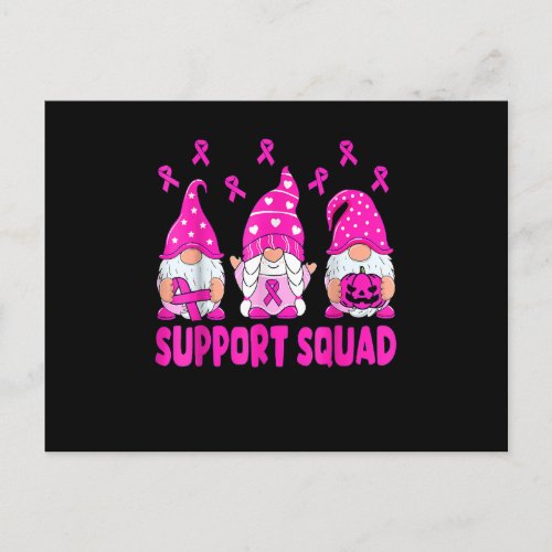 Pink Ribbon Gnomes Support Squad Breast Cancer Awa Announcement Postcard