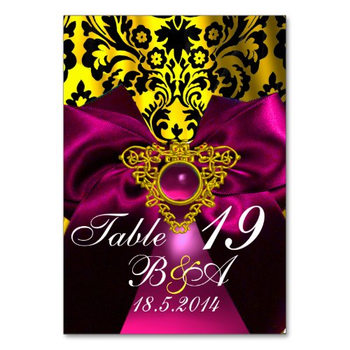 PINK RIBBON GOLD CELTIC HEART DAMASK MONOGRAM TABLE NUMBER