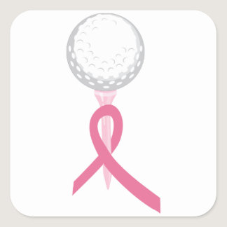 Pink Ribbon Golf Square Sticker