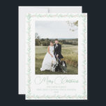 Pink Ribbon Greenery Vintage Christmas Photo Holiday Card<br><div class="desc">Pink Ribbon Greenery Vintage Christmas Photo Holiday Card. This beautiful Christmas Photo Card features watercolor mistletoe with a soft pink bow as a frame for one photo. It is perfect if you are looking for classic, southern, grandmillenial Christmas photo card. Message me for any need adjustments or matching items :)...</div>