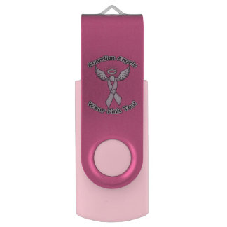 Pink Ribbon Guardian Angel USB Flash Drive
