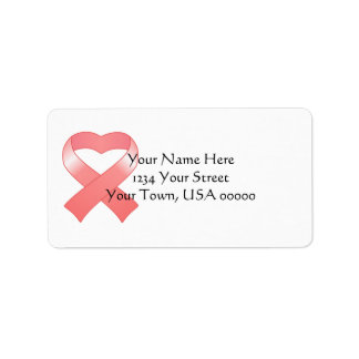 Pink Ribbon Heart Address Labels