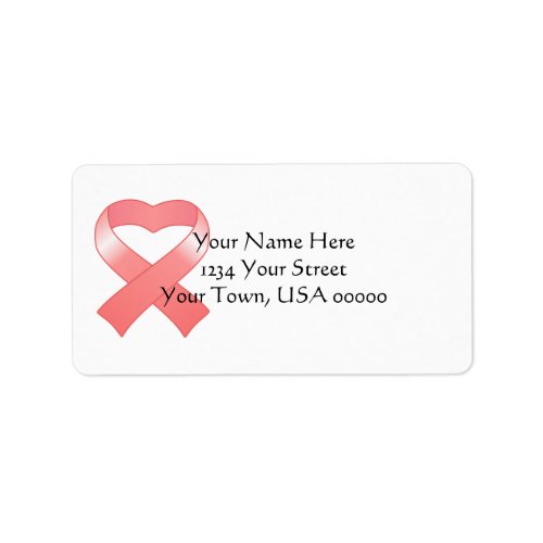 Pink Ribbon Heart Address Labels