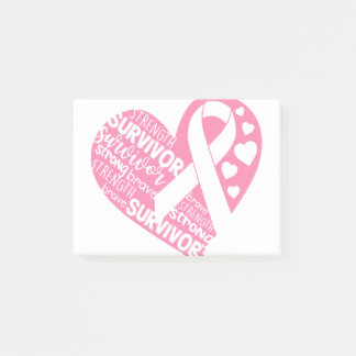 Pink Ribbon Heart Breast Cancer Awareness Gift Post-it Notes