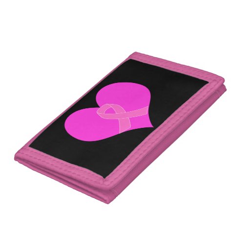 Pink Ribbon  Heart Breast Cancer Charity Design Tri_fold Wallet