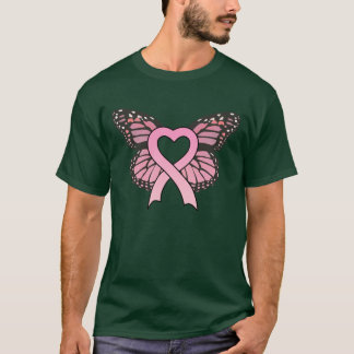 Pink Ribbon Heart Butterfly Men's T-Shirt