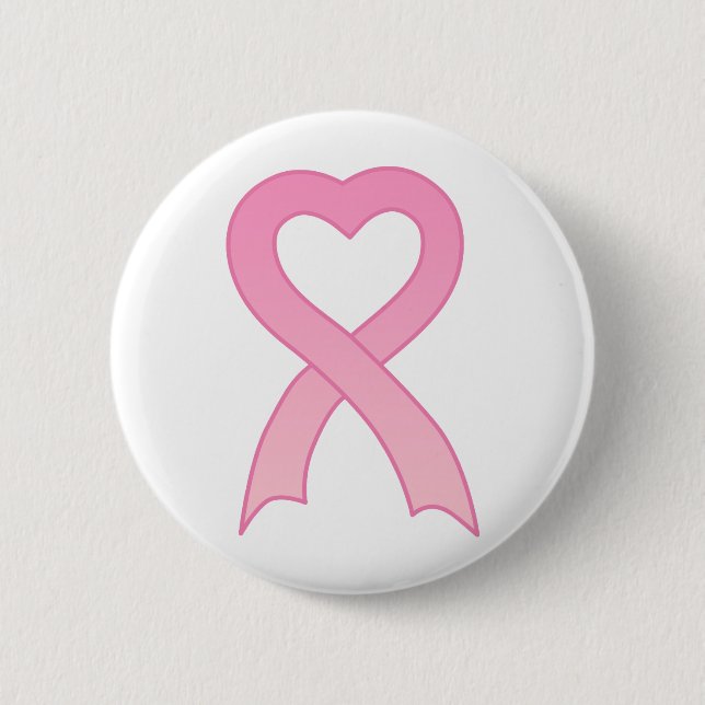 Pink Ribbon Heart Button (Front)