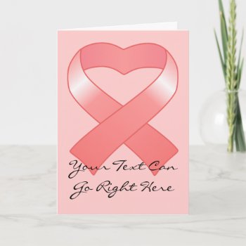 Pink Ribbon Heart Card by Customizables at Zazzle