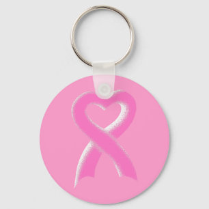 Pink Ribbon Heart Keychain