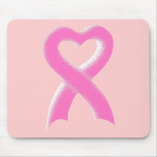 Pink Ribbon Heart Mouse Pad