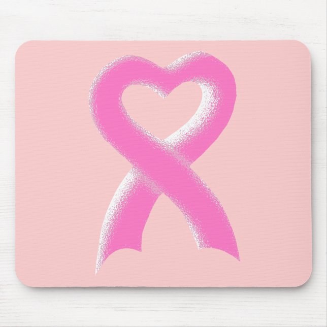 Pink Ribbon Heart Mouse Pad (Front)