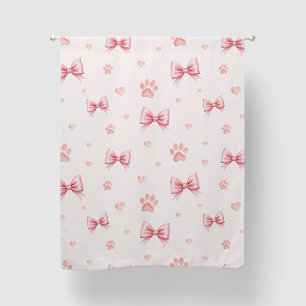 Pink Ribbon, Heart & Paw Print Pattern - Soft Pink Blackout Curtains