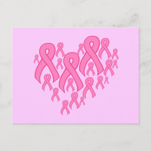 Pink Ribbon Heart Postcard