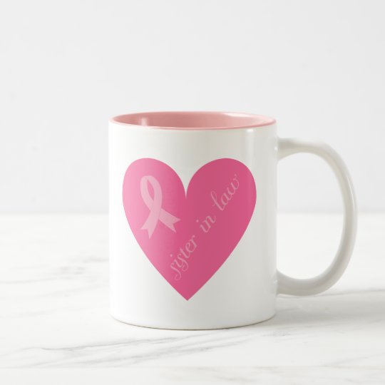 Pink Ribbon Heart Sister in Law Two-Tone Coffee Mug