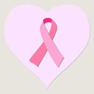 Pink Ribbon Heart Sticker