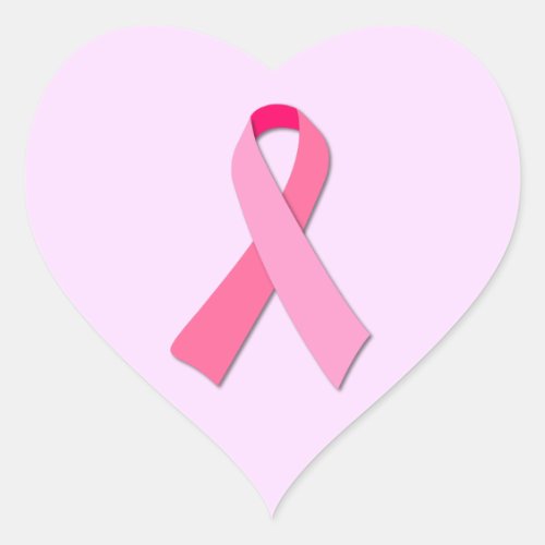 Pink Ribbon Heart Sticker
