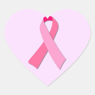 Pink Ribbon Heart Sticker
