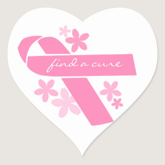 Pink Ribbon Heart Sticker