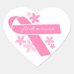 Pink Ribbon Heart Sticker