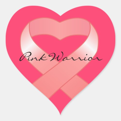 Pink Ribbon Heart Stickers