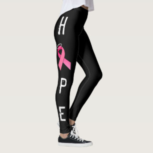 PINK RIBBON HOPE BLACK LEGGINS by OASOTA Leggings