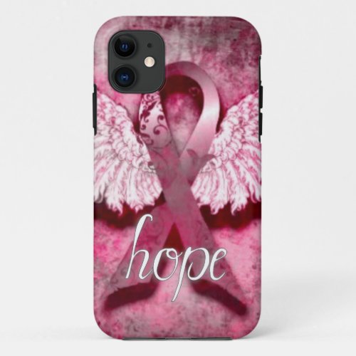 Pink Ribbon Hope by Vetro Designs iPhone 11 Case