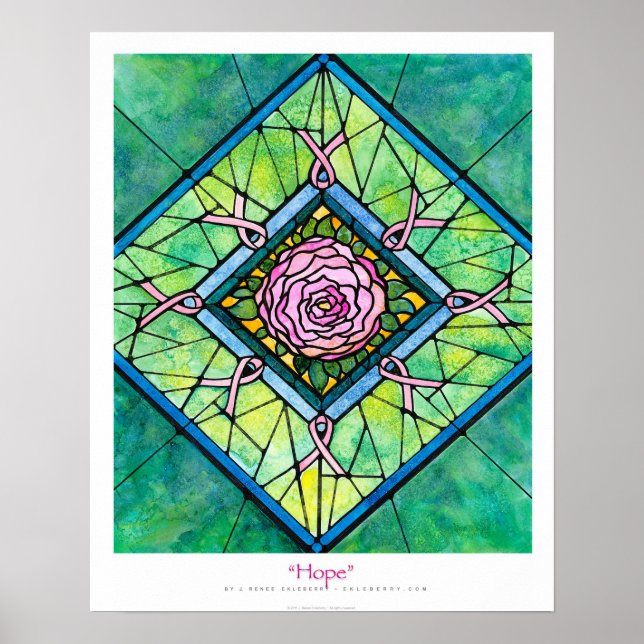 Pink Ribbon "Hope" Ekleberry Fine Art Poster (Front)