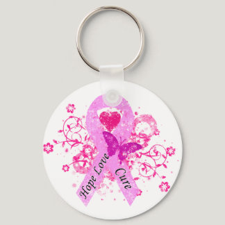 Pink Ribbon Hope Love Cure Keychain