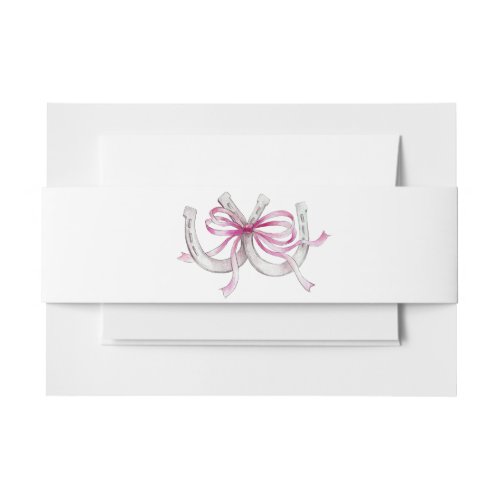 Pink ribbon Horseshoe Wedding Rustic Equestrian Invitation Belly Band