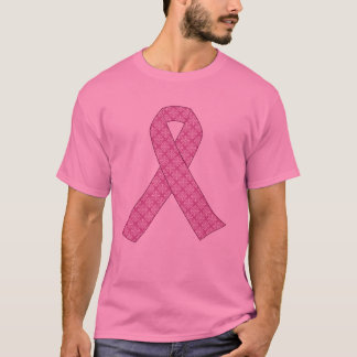 Pink Ribbon in Damask Pattern T-Shirt