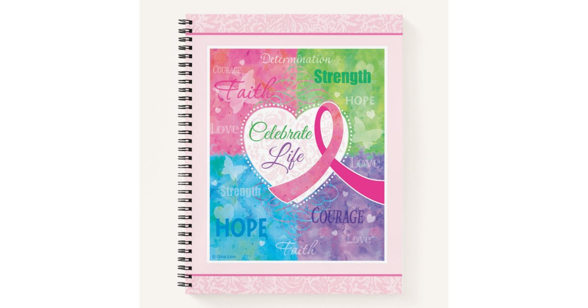 Pink Ribbon Inspirational Notebook | Zazzle