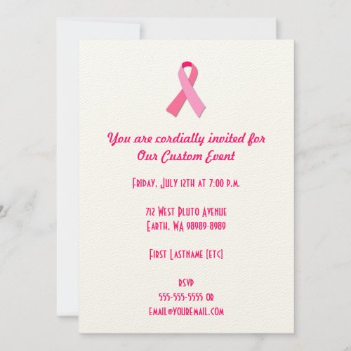 Pink Ribbon Custom Invite