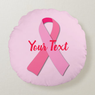 Pink Ribbon Keychain Round Pillow