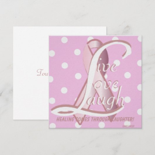 Pink Ribbon Laugh Live Love CardCustomize (Front/Back)